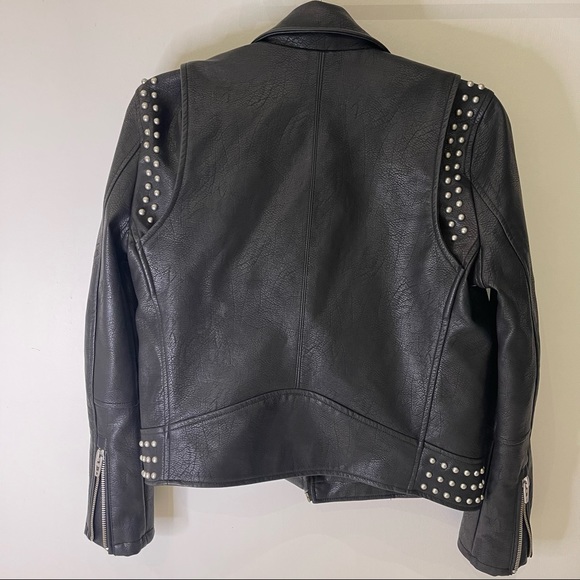 SOLD BlankNYC black faux leather biker jacket with silver studded detailing - Picture 2 of 10